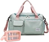 Small Gym Bag for Women, Waterproof Travel Duffle Bag Carry On Weekender Bag with Shoe Compartment & Wet Pocket, 05#Green, Fashion