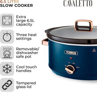Tower 6.5L Slow Cooker – Midnight Blue Electric Crock Pot