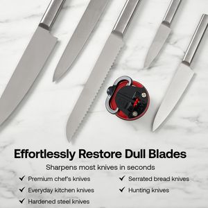 AnySharp Knife Sharpener – Red, Universal Blade Sharpening