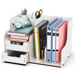 jopoo Office Desk Tidy Organiser Stationary Storage Maganize File Holder Desktop Document Rack for Books, Pens, and Notebooks