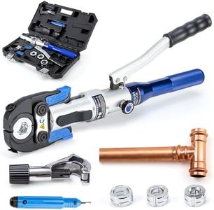 IBOSAD Copper Tube Fittings Hydraulic Pipe Crimping Tool with 1/2 inch,3/4 inch and 1 inch Jaw Copper Pipe Press Crimpers Pressing Pliers,Suit for Narrow Space and Tee Fitting，Hydraulic drive