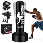 JUOIFIP Standing Punching Bag for Adults 69'' Heavy Bag with Stand Inflatable Boxing Bags Freestanding Kickboxing Bag Equipment for Training MMA Muay Thai Fitness (Punching Bag with Pump and Gloves)