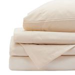 Red Land Cotton | American Made 4 Piece Basic Cotton Sheet Set | 100% USA Made Cotton Sheets |Including Deep Pocket Twin XL Fitted Sheet, Flat Sheet, and 2 Pillowcases | Percale | Twin XL/Natural