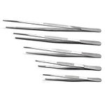 5-Piece Tweezer Set Long Metal Tongs Serrated Forceps - FEITA Stainless Steel Aquarium Plant Tweezers Kit Lab Terrarium Tools