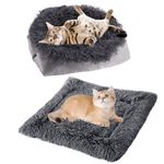 ToKinCen Cat Bed for Indoor Cats, Self Warming Pet Bed Function 2 in 1 Foldable Convertible Plush Soft Blanket Cat Bed Warm Cat Cushion Bed for Small Dogs and Cats, Machine Washable(Dark Grey)