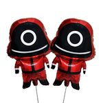 Rozi Decoration Game Foil Balloon Theme Decor | Set Of 2 Pc Game Foil Balloon - 27 Inches, Red Round Squid Game - 1