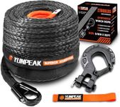 Synthetic Winch Rope Kit, 3/8" x92 ft 27000LBS Winch Cable Replace Kit, with Protective Sleeve, Heavy Duty Hook, Safety Pull Strap for Off-Road 4x4 Vehicles SUV Jeep(Black)