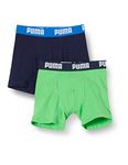 PUMA Boy's Underwear-Boxer Shorts-Basic (2-Pack), Green/Blue, 134-140 (Pack of 2)