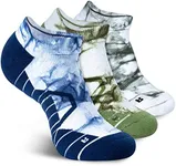 Hylaea Low Cut Socks for Running Sports Athletic Walking Golf Tie-dyed Pattern No Show Compression Blue Green Small