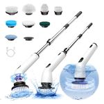 Electric Spin Scrubber, 2024 New Full-Body IPX7 Waterproof Cordless Bathroom Scrubber with 8 Replaceable Heads, Upgraded Extension Handle, Shower Cleaning Brush for Bathtub, Tile, Floor