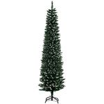 HOMCOM 6FT Artificial Snow Dipped Christmas Tree, Xmas Pencil Tree, Holiday Home Indoor Decoration with Foldable Black Stand for Party, Green