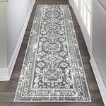 Pauwer Vingtage Runner Rugs for Hallway 2'x6' with Rubber Backing Non Slip Washable Hallway Runner Rug Grey Absorbent Kitchen Runner Rug