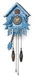 TIMEGEAR Cuckoo Clock with Night Mode, Singing Bird, Wooden Decorations and Swinging Pendulum (Blue)