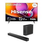 Hisense TV & Soundbar Bundle: 65A6QTUK 4K TV plus the HS2100 Soundbar – a smart choice for smart TV streaming and crisp 2.1 channel audio