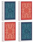 Playing Cards 4 Pack,Plastic Waterproof Playing Cards Bulk for Adults,4 Decks of Poker Cards Professional Set,Wide Poker Size Regular Index(2 Blue+ 2 Red)