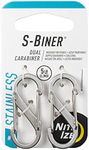 Nite Ize Size 1-5lb Capacity S-Biner Dual Spring Gate Carabiner, Stainless, 2-Pack