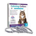 V3OHUB - 4 Pack Cat Calming Collar, Pheromone-Infused Behaviour Support - Clinically Proven Anti-Stress & Anxiety Relief for Cats - Waterproof, Adjustable, Lasting Comfort (Grey)