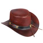 BenzHawk Leather Cowboy Hat Shape able into Out Back Hat Brown Cowboy Hats for Men - Western Cowboy Hat, Brown, Large