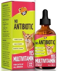 No Antibiotics for Cats – Yes Multivitamin for Cats – for Urination, Digestive & Breathing Support – Care During Allergies, UTIs & Cough – Herbal Alternative for Kittens – Drops for All Breeds – 2 Oz