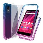 Ailiber Phone Case for Blu Studio Mini 2023, with Screen Protector, Dual Layer Protection, Shockproof Corners TPU Bumper, Slim Silicone Cover Case for Blu Studio Mini 2023-Blue Pink