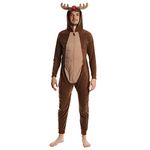 SLEEPHERO Adult Onesie for Men Adult Christmas Onesies Novelty Holiday Onesie Christmas Pajamas, Fun Reindeer, Large