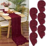 YMHPRIDE 6 Packs Cheesecloth Table Runner Burgundy, 55x300cm Rustic Gauze Fabric Boho Table Runner, Cheesecloth Wedding Table Decor for Wedding Party Bridal Shower Table Decorations