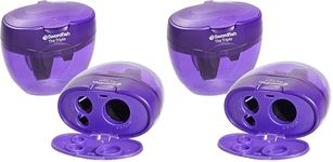 Swordfish ‘The Triple’ Three Hole Pencil Sharpener with Mess-Free Canister [Pack of 2] 8-16 mm [40228s], Purple
