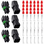 Glarks 54Pcs 3 Kit 4 Pin Way Waterproof Automotive Electrical Wire Connectors Terminals Plugs Kit, 4 Male & Female Pin Terminal Automotive Harness Plug Car Spark Plug Connector Set for Car Truck Boat