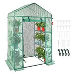 VEVOR Walk-in Green House, 4.6 x 2.4 x 6.7 ft Greenhouse with Shelves, Set Up in Minutes, High Strength PE Cover with a Door and Steel Frame, Suitable for Planting and Storage, Green