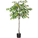 Kazeila Fake Lemon Tree, 5 Feet Artificial Lemon Silk Plant, Pre Potted Faux Lemon Tree, Plastic Lemon Fruit Tree for Home Decor Living Room Office