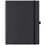 BEZEND Agenda 2024 2025, 18 Months (July24-Dec25) [Black] 18 months 8.5" x 11", Academic Year Planner, Daily Weekly and Monthly Calendar, Spiral Bound, Vegan Leather Soft Cover