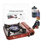 Maxsun Butane or Propane Dual Fuel Portable Gas Stove MS-3800LPG (Red), Up to 9,560BTU High Power, Camp Stove, with Carrying Case