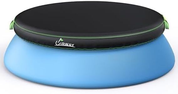 UIRWAY 18FT Round Pool Cover, Inflatable Pool Covers for Above Ground Pools with Elastic Cord - Snug Fit & Easy Installation, Outdoor Swimming Pool Cover with 2 Reflective Strip Handles, Black