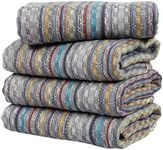 Cacala Extra Large Hand loomed Turkish Bath Towels Set of 4, 100% Cotton Quick-Drying and Lightweight Perfect for Travel, Camping, Gym and Beach (4 Pieces, Grey)