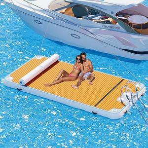 Specraft 12.2×6.2FT Inflatable Floating Dock, Non-Slip EVA Air Dock Platform loating Island Raft with Stainless Steels Ladder for Pool Lake Beach Ocean