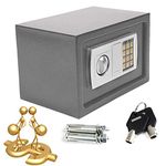 Digital Safe 4.6L Solid Steel Construction Security Safe for Jewelry/Gun/Cash Valuables/Camera/Document/with 2 key Electronic Keypad Large 4.5L Grey