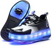 Yogeeft Roller Shoes with Wheel for Girls Boys - Kids LED Flashing Shoes Retractable Sneakers Rechargeable Roller Shoes for Beginners Party (Size 11 Little Kids Black)