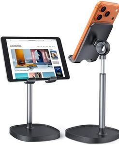 LISEN Cell Phone Stand, Height Angle Adjustable Phone Holer for Desk, Taller Office Desk Accessories iPhone 15 Stand Fits All Mobile Phones, iPhone, Switch, iPads, Tablet 4-10in