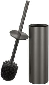 Toilet Brush and Holder Set, Heavy Duty Stainless Steel Toilet Bowl Brush for Deep Cleaning, Removable Inner Bowl with Splash Protection, Dense Bristles, Modern Bathroom Decor