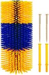 1pcs Scratch Brushes for Cows, Horses, Sheep, Pigs - 17.5 x 7.5 Inch Soft Massage Brush, Relieves Itching on Animals' Backs (Blue Yellow)