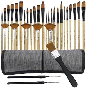 Elepl 32 Pezzi Set Pennelli Pittura, Pennelli Acquerello Corpo Penna in Legno Professionali Pennelli Nylon Pennelli Pittura Acrilica per Dipingere per Oli, Acriliche, Acquerelli e Guachi