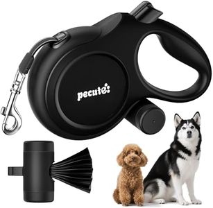 Pecute 26ft Retractable Dog Leash, Heavy Duty Retractable Pet Leash with Poop Bag Holder, Anti-Slip Soft Grip, Reflective Dog Leashes for Medium Dogs Large Dogs 33lbs-120lbs(Black)