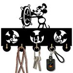 qiangge Mick Door Hooks, Mouse Cartoon Animation Key Hook Coat Hooks with 5 Hook, Key Holder for Wall, Entryway Living Room, Gifts for Mick Lovers, Black