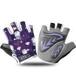 Kids Junior Cycling Gloves Fingerless Outdoor Sport Road Mountain Bike, Fit Boy Girl Youth Age 2-10, Gel Padding Bicycle Half Finger Pair S M L XL (Medium, Purple)