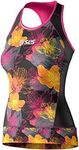 SLS3 Triathlon Top Women - Slim & Athletic Fit Tri Top Women - Comfortable Triathlon Shirts Women Cycling Jersey - Tri Kit Women Singlet Tank Top, No Shelf Bra (Black/Sunrise Blooms, XL)