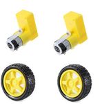 Super Debug Plastic Bo Motor L-Shaped Single Shaft And Wheels Smart Car Robot Gear Motor For Arduino, Black And Yellow Pack Of 2