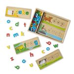 Melissa & Doug Kids See & Spell Learning Toy (Developmental Toys, Wooden Case, Develops Vocabulary And Spelling Skills, 50+ Wooden Pieces)
