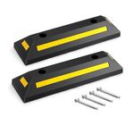 GiantexUK 1/2 Pack Rubber Kerb, 54/182cm Parking Guide Block with Yellow Reflectors, Heavy Duty Wheel Stop Driveway Bump for Car, Truck, RV, Trailer and Garage (2 Pack, 54 x 16 x 9cm)