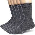 Merino Wool Socks for Men Hiking Winter Thermal Warm Thick Boot Soft Heavy Cozy Gift Socks for Cold Weather 5 Pairs(Grey)