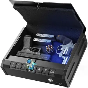 ONNAIS Iron PRO Biometric Fingerprint Gun Safe for Handgun: Swift Entry Gun Lock Box Featuring with Interior Light and Emergency Power Supply: Pistol Safe for Home, Bedside, Nightstand, and Car